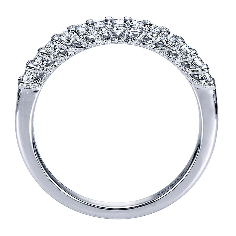 Wedding Band 14k White Gold Diamond Straight