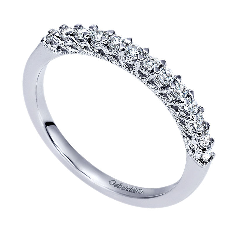 Wedding Band 14k White Gold Diamond Straight