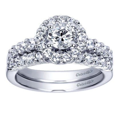 Wedding Band 14k White Gold Diamond Straight