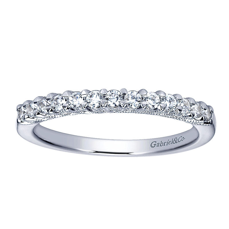 Wedding Band 14k White Gold Diamond Straight