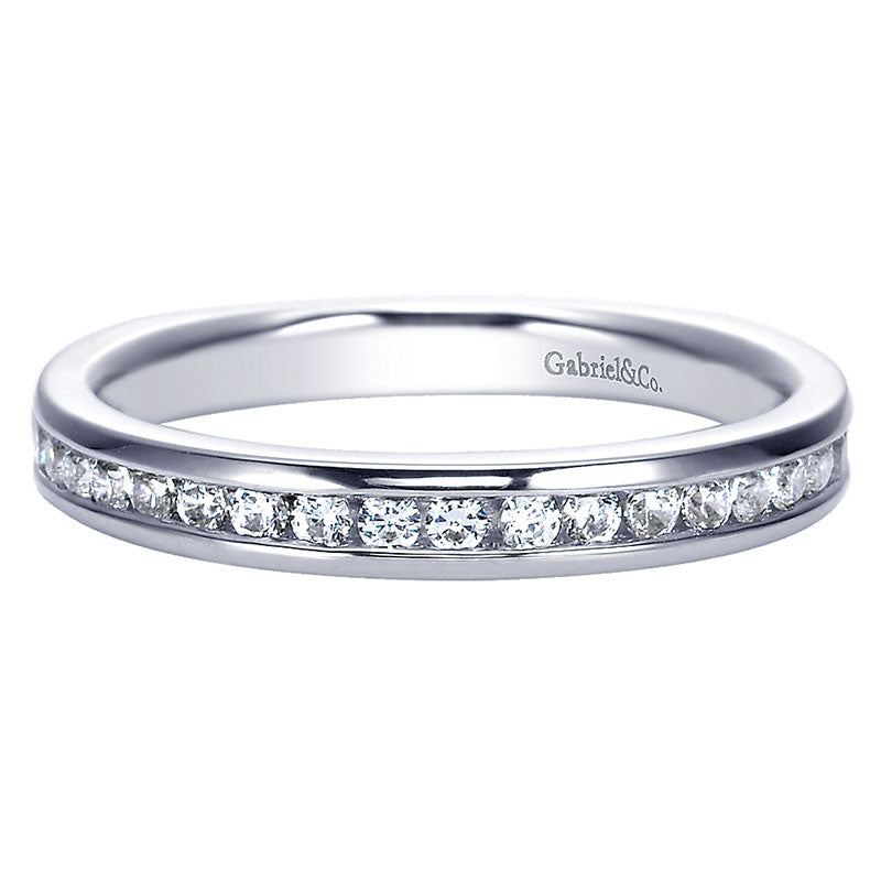 Wedding Band 14k White Gold Diamond Straight
