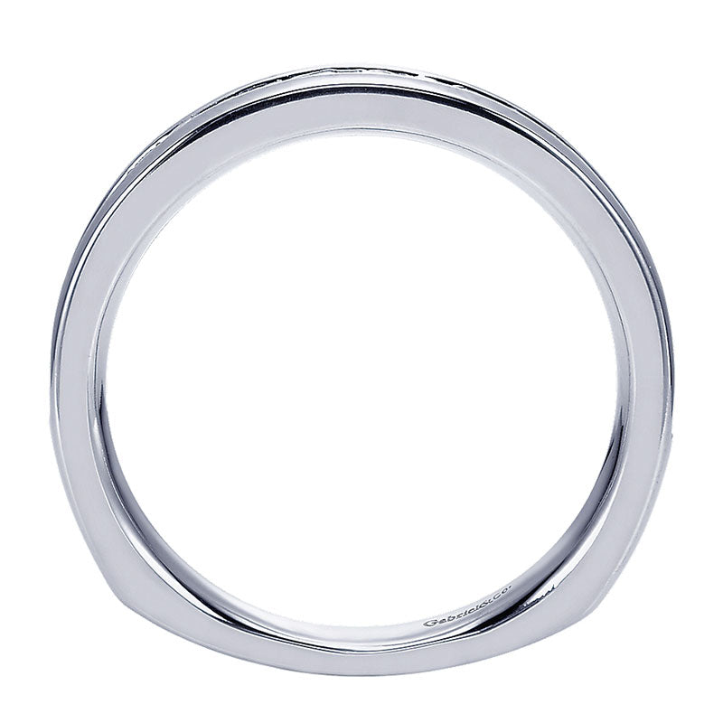 Wedding Band 14k White Gold Diamond Straight