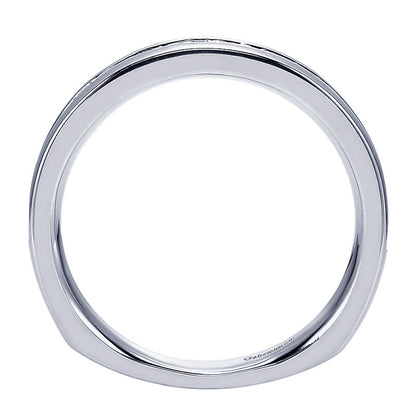 Wedding Band 14k White Gold Diamond Straight