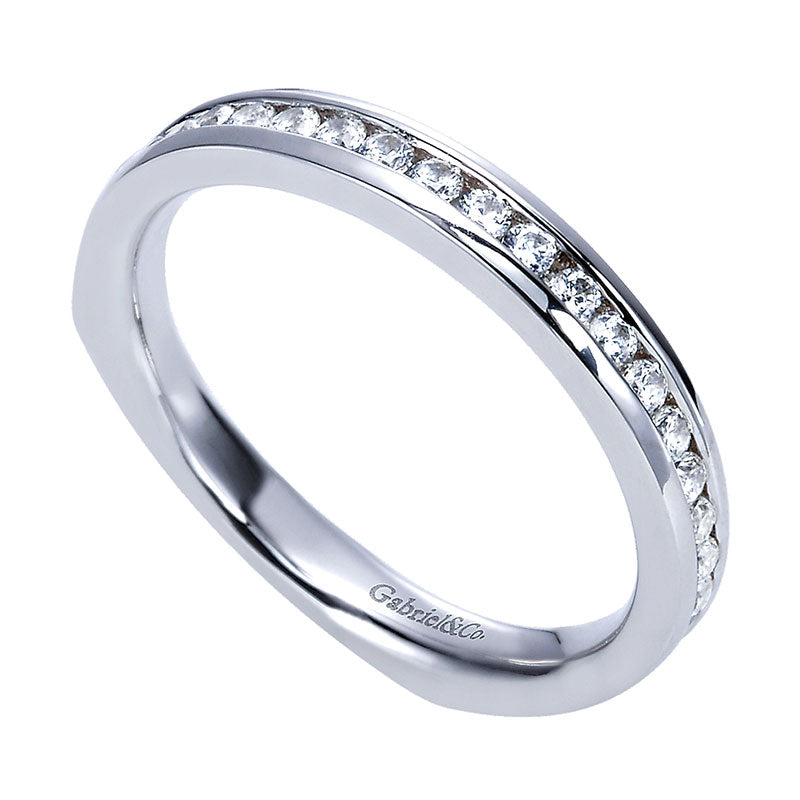 Wedding Band 14k White Gold Diamond Straight