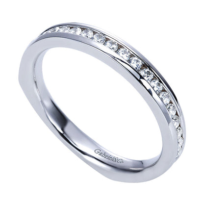 Wedding Band 14k White Gold Diamond Straight