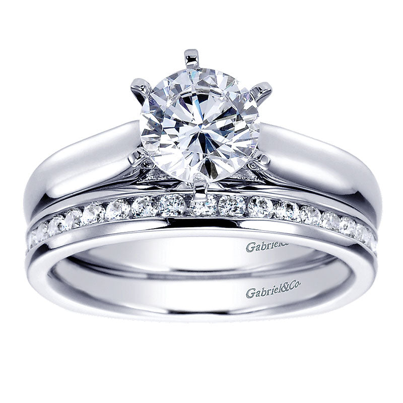 Wedding Band 14k White Gold Diamond Straight