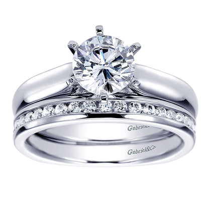 Wedding Band 14k White Gold Diamond Straight