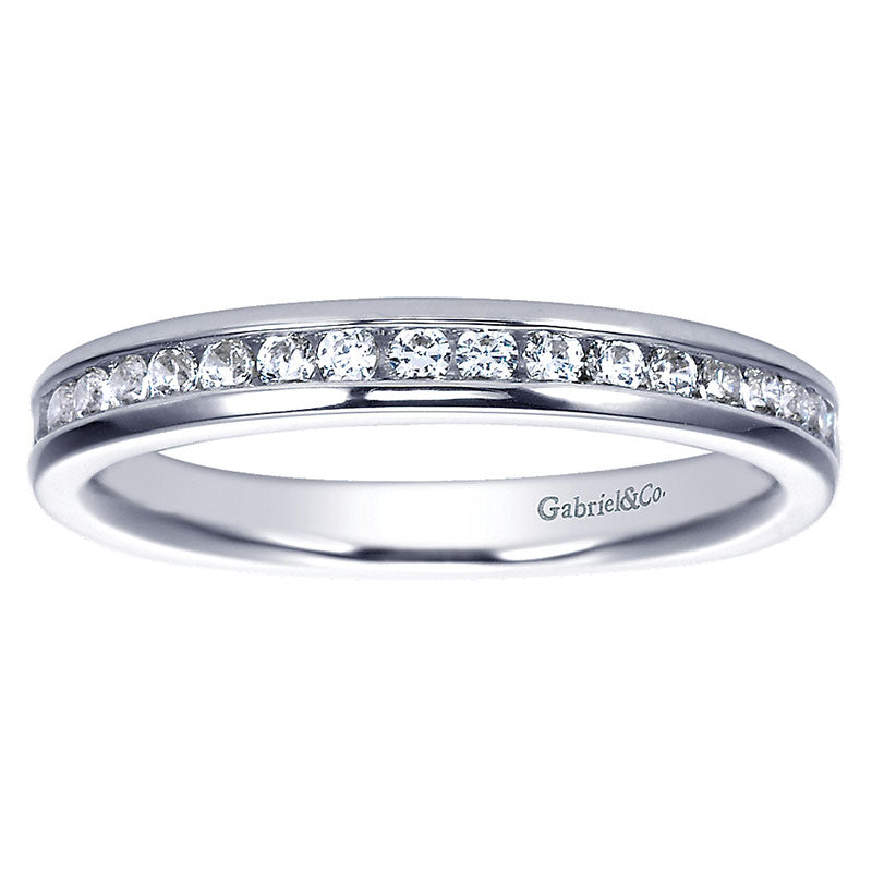 Wedding Band 14k White Gold Diamond Straight