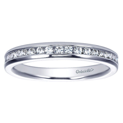 Wedding Band 14k White Gold Diamond Straight