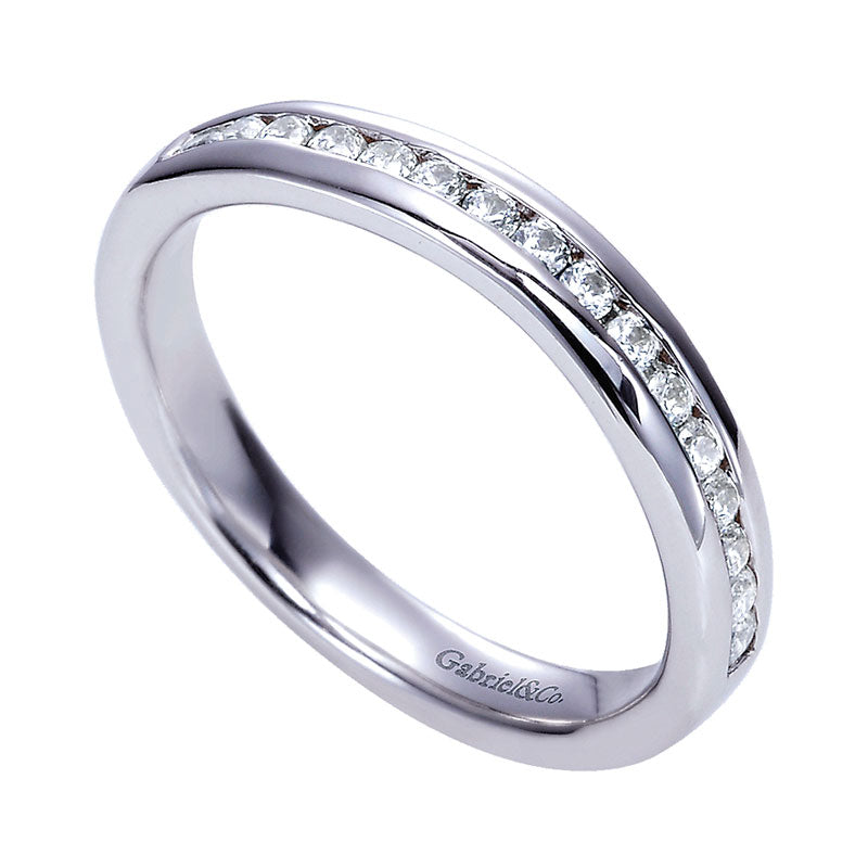 Wedding Band 14k White Gold Diamond Straight