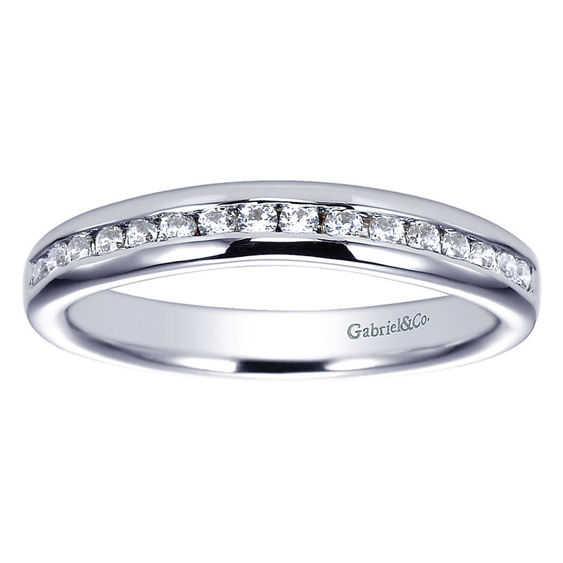 Wedding Band 14k White Gold Diamond Straight
