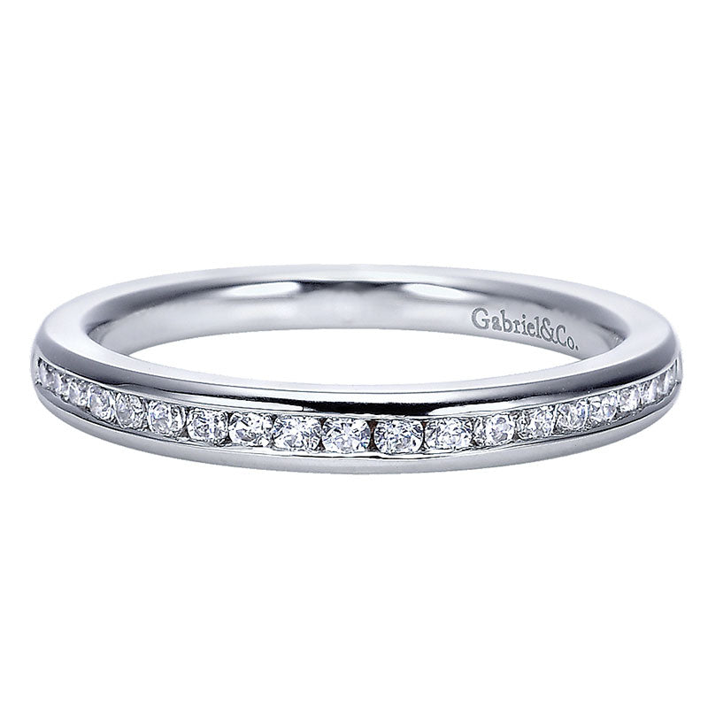 Wedding Band 14k White Gold Diamond Straight