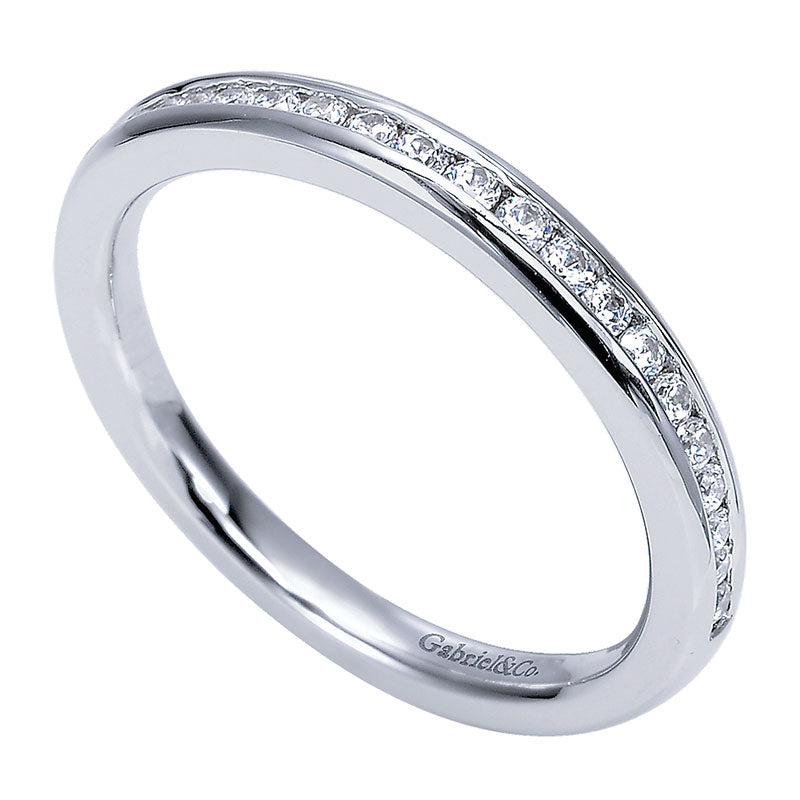 Wedding Band 14k White Gold Diamond Straight