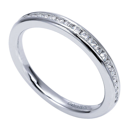 Wedding Band 14k White Gold Diamond Straight
