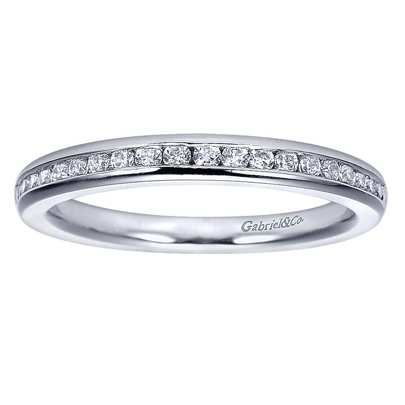 Wedding Band 14k White Gold Diamond Straight