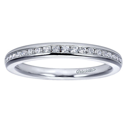 Wedding Band 14k White Gold Diamond Straight