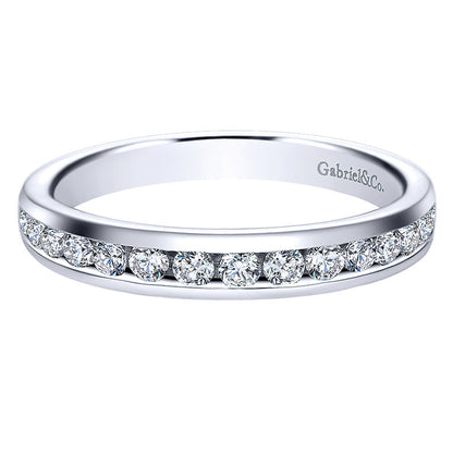 Wedding Band 14k White Gold Diamond Straight