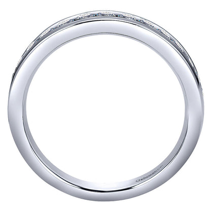 Wedding Band 14k White Gold Diamond Straight