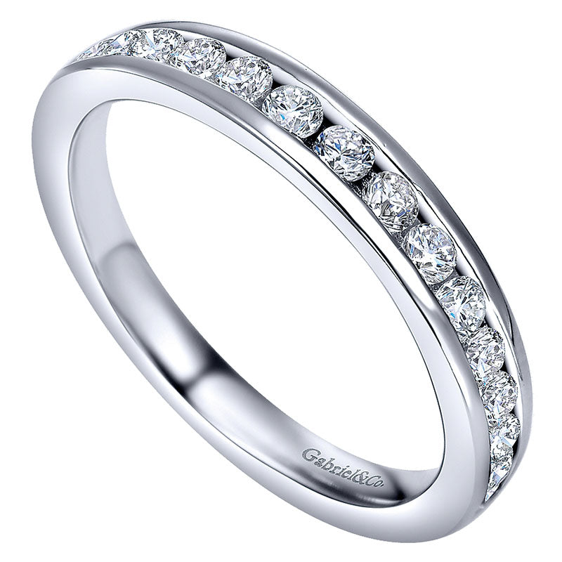 Wedding Band 14k White Gold Diamond Straight