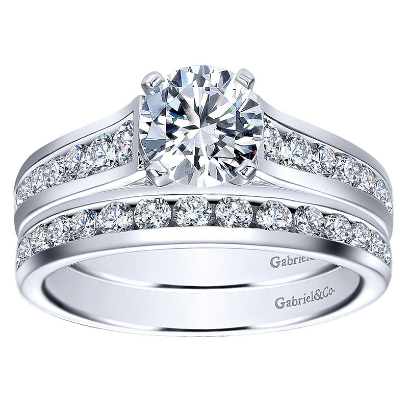 Wedding Band 14k White Gold Diamond Straight