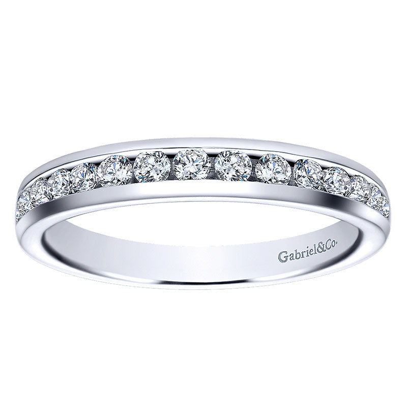 Wedding Band 14k White Gold Diamond Straight