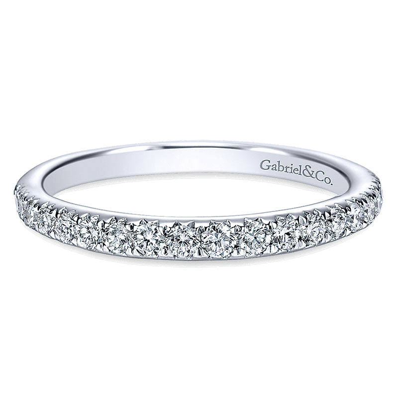 Wedding Band 14k White Gold Diamond Straight