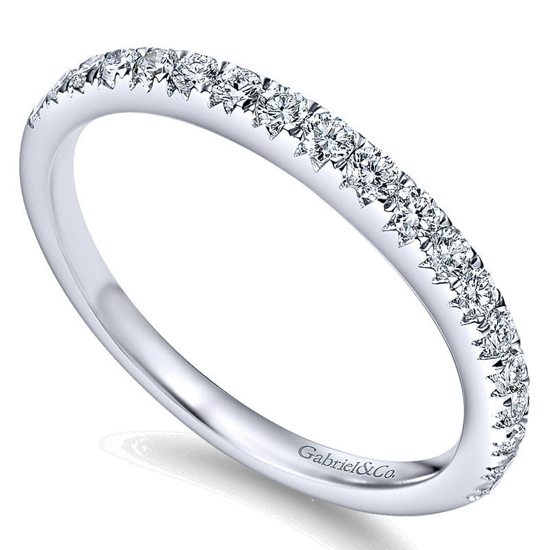 Wedding Band 14k White Gold Diamond Straight