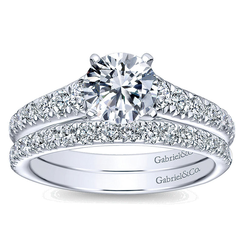 Wedding Band 14k White Gold Diamond Straight
