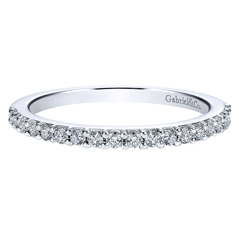 Wedding Band 14k White Gold Diamond Straight
