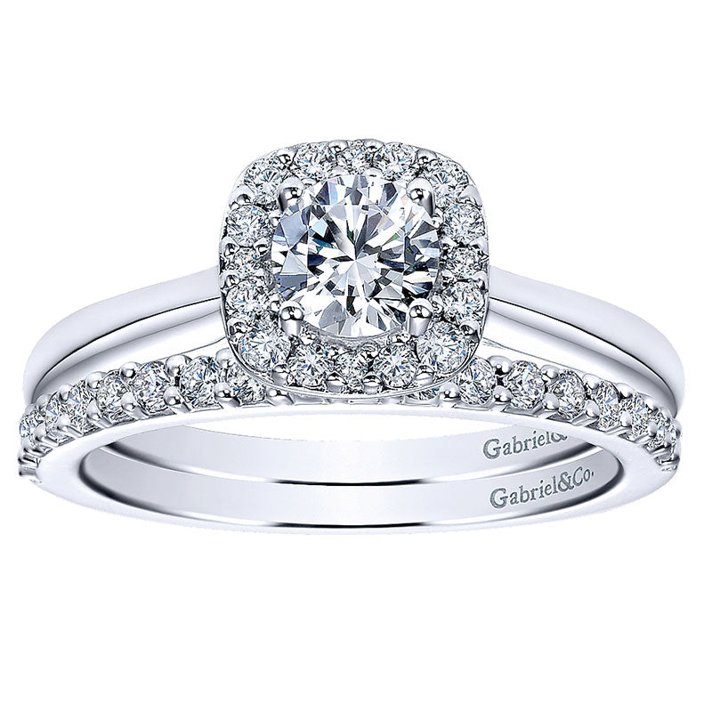 Wedding Band 14k White Gold Diamond Straight