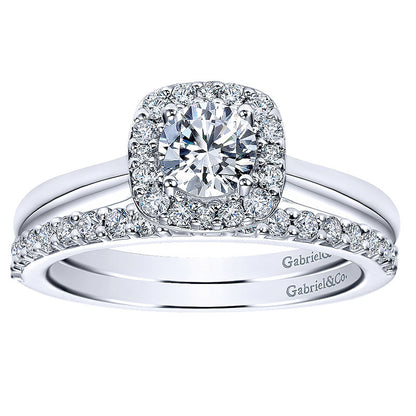 Wedding Band 14k White Gold Diamond Straight