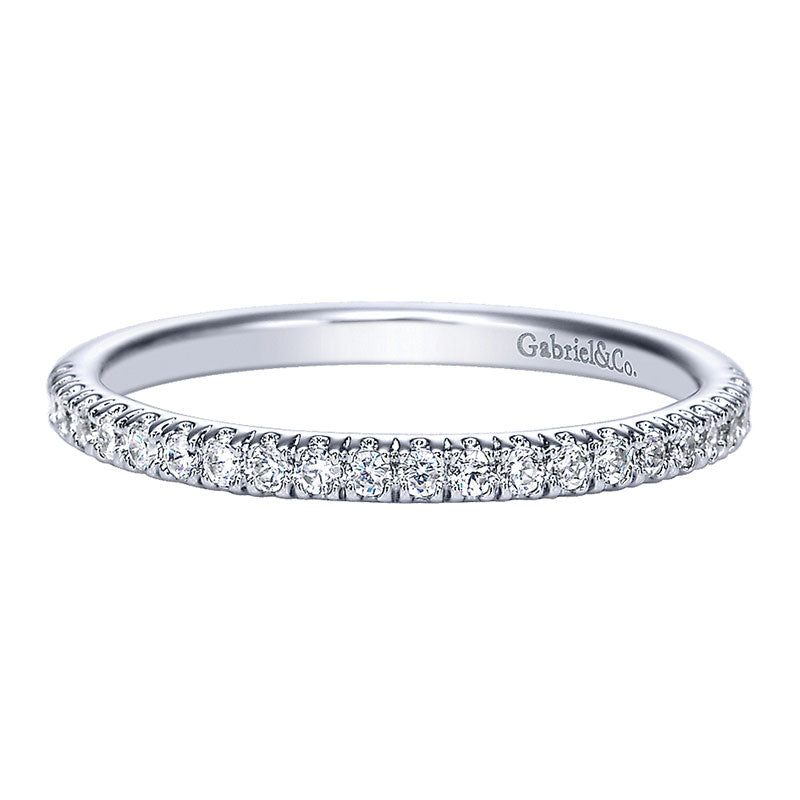 Wedding Band 14k White Gold Diamond Straight