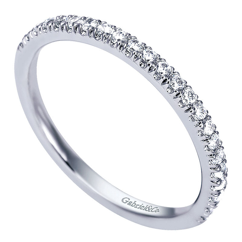 Wedding Band 14k White Gold Diamond Straight