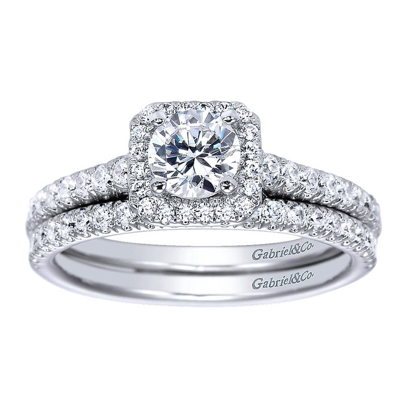 Wedding Band 14k White Gold Diamond Straight