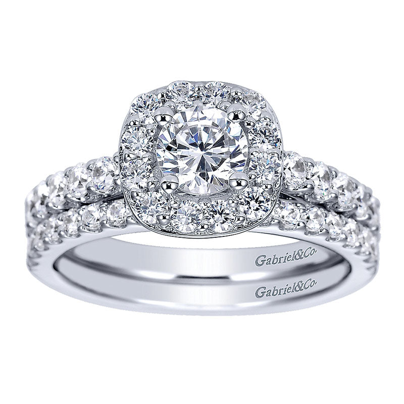 Wedding Band 14k White Gold Diamond Straight