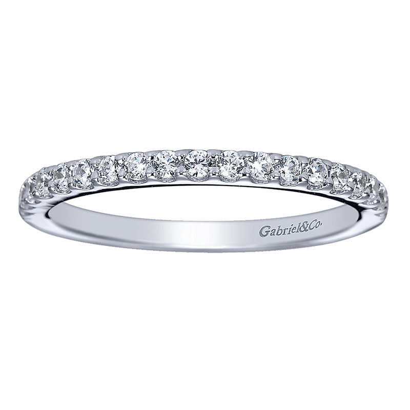 Wedding Band 14k White Gold Diamond Straight