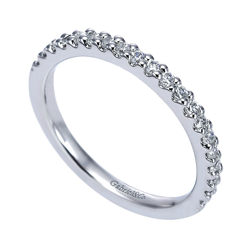 Wedding Band 14k White Gold Diamond Straight