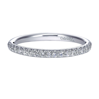 Wedding Band 14k White Gold Diamond Straight