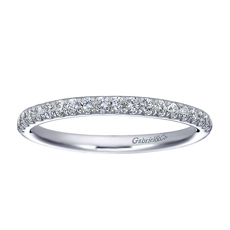 Wedding Band 14k White Gold Diamond Straight