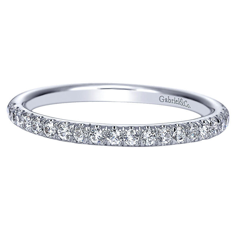 Wedding Band 14k White Gold Diamond Straight