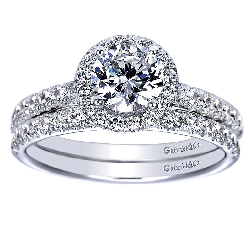 Wedding Band 14k White Gold Diamond Straight