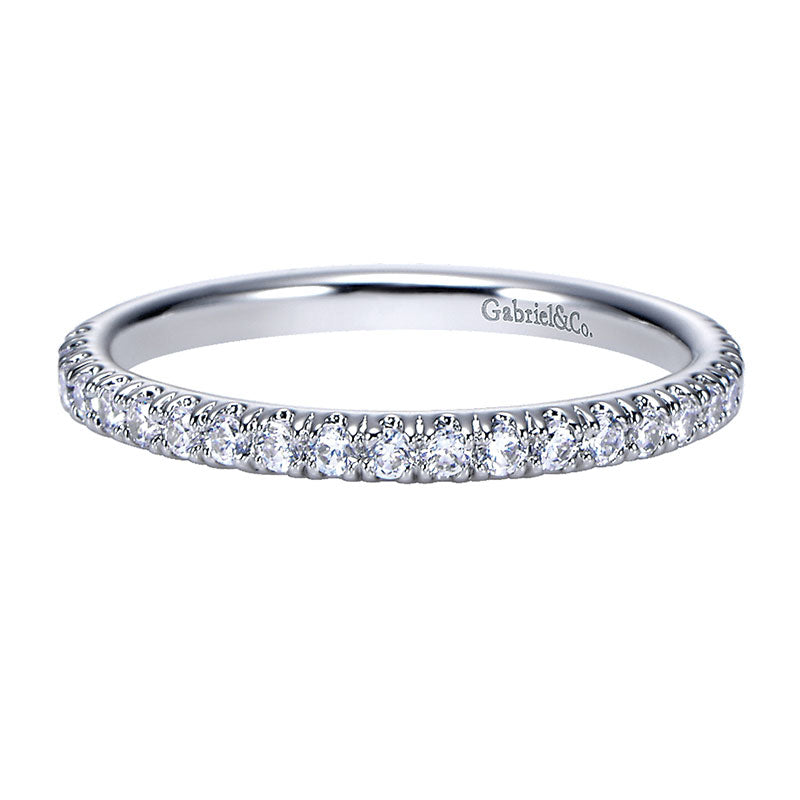 Wedding Band 14k White Gold Diamond Straight