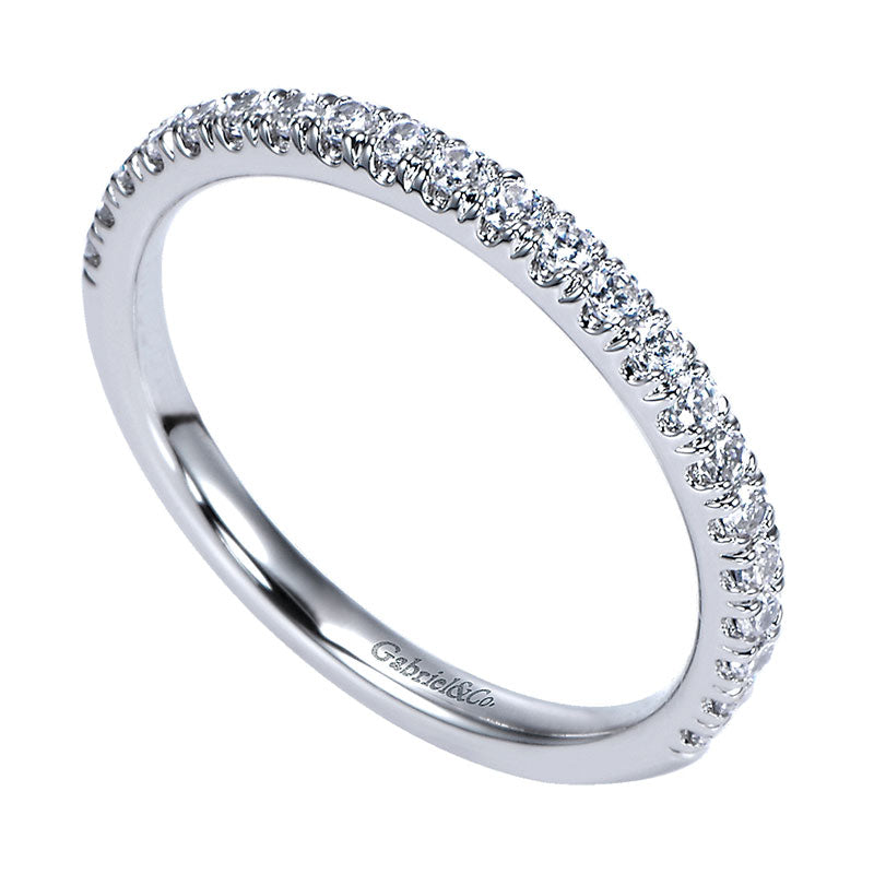 Wedding Band 14k White Gold Diamond Straight