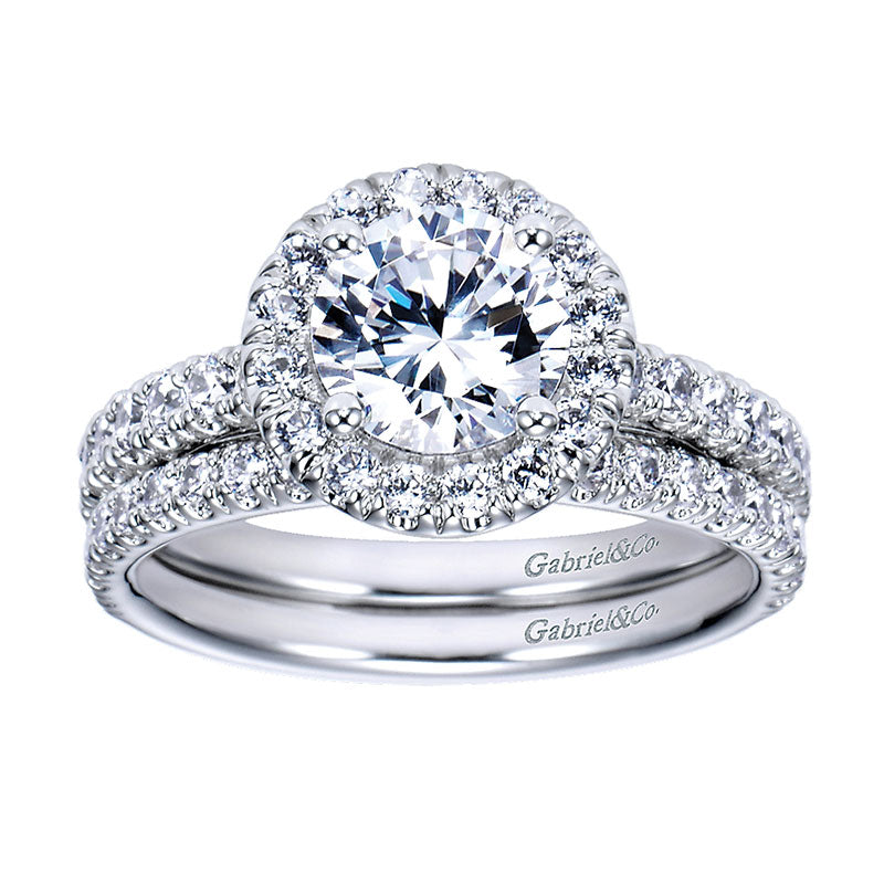 Wedding Band 14k White Gold Diamond Straight