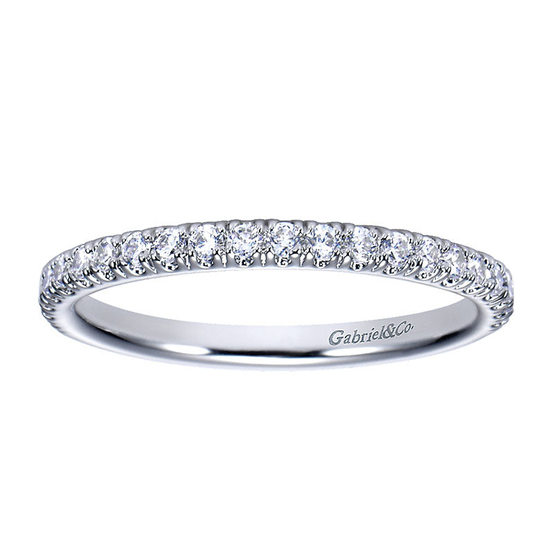 Wedding Band 14k White Gold Diamond Straight