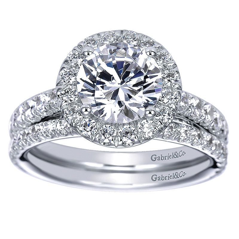 Wedding Band 14k White Gold Diamond Straight