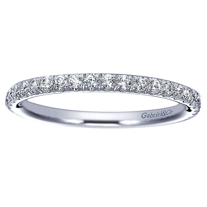 Wedding Band 14k White Gold Diamond Straight