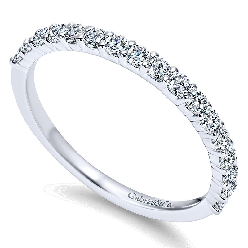 Wedding Band 14k White Gold Diamond Straight