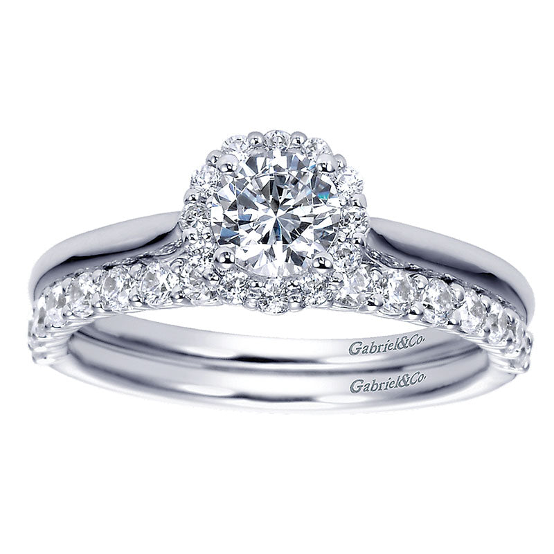 Wedding Band 14k White Gold Diamond Straight