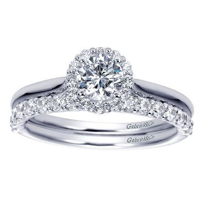 Wedding Band 14k White Gold Diamond Straight